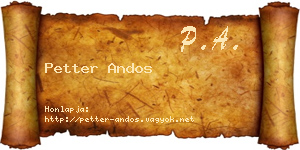 Petter Andos névjegykártya